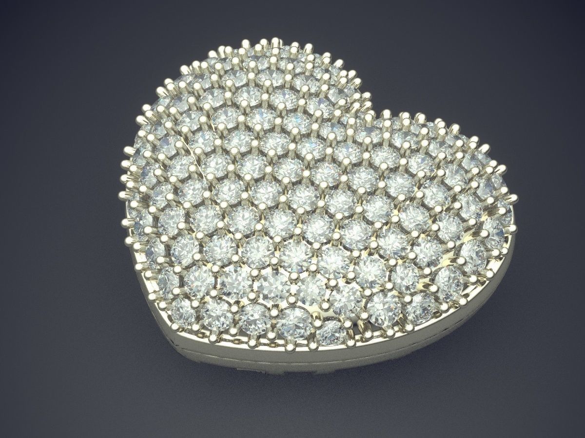 Fancy Extravagant Unique Heart-Shaped Pendant with Small Diamond 3D print model_1