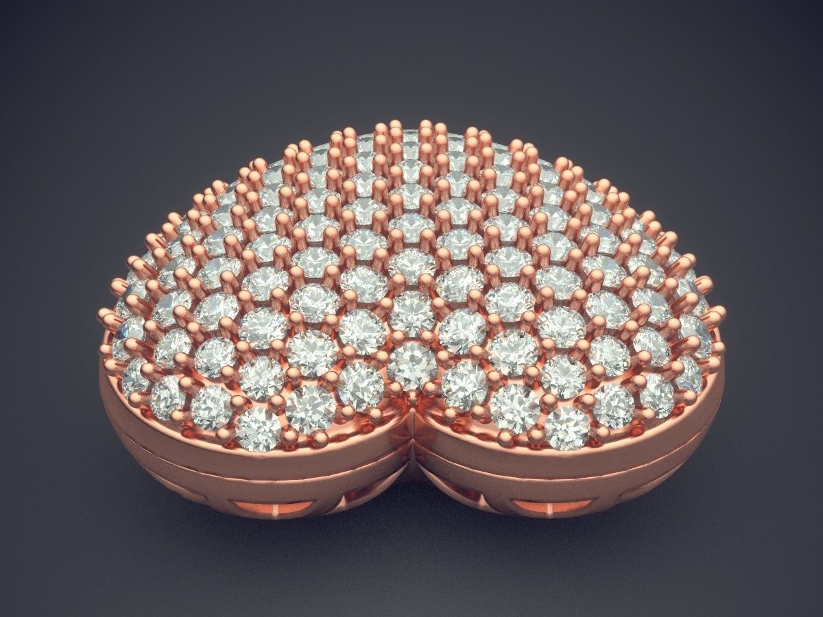 Fancy Extravagant Unique Heart-Shaped Pendant with Small Diamond 3D print model_2