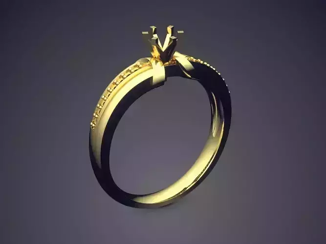 Magnificent Unique Golden Engagement Ring With Diamonds