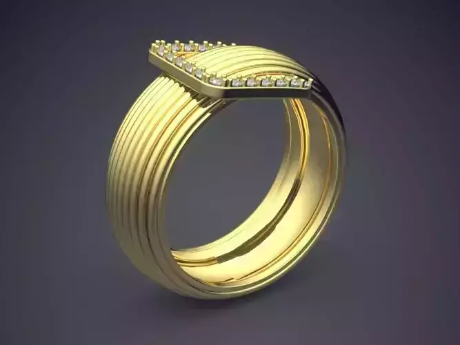 Impressive Unique Futuristic Design Ring With Diamonds