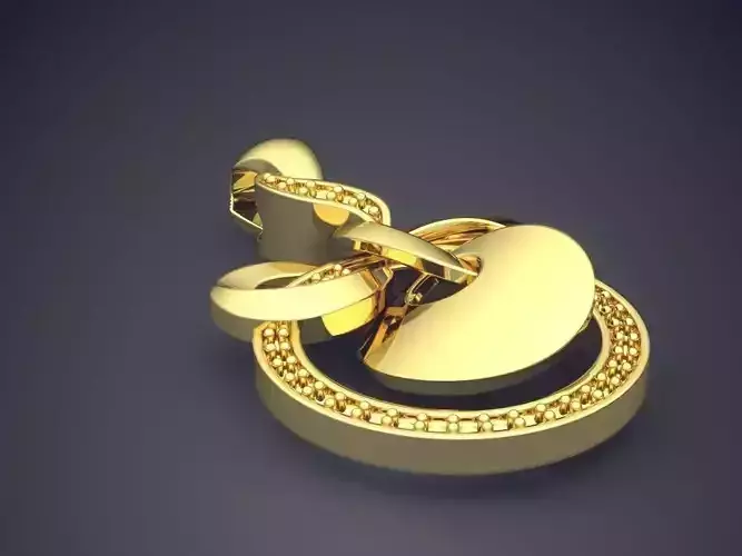 Pretty Golden Minimalistic Pendant with Diamonds