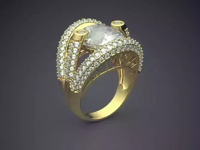Beautiful Unique Impressive Diamond-Ring 3D print model