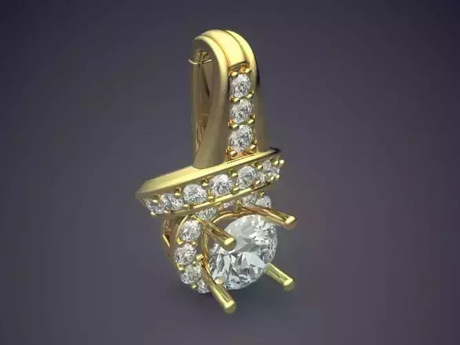 Unique Futuristic Design Pendant with Details and Diamonds