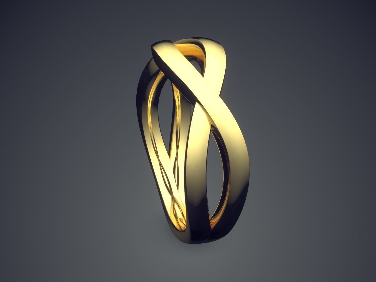 Unique Simple Minimalistic Futuristic Design Engagement Ring 3D print model_3