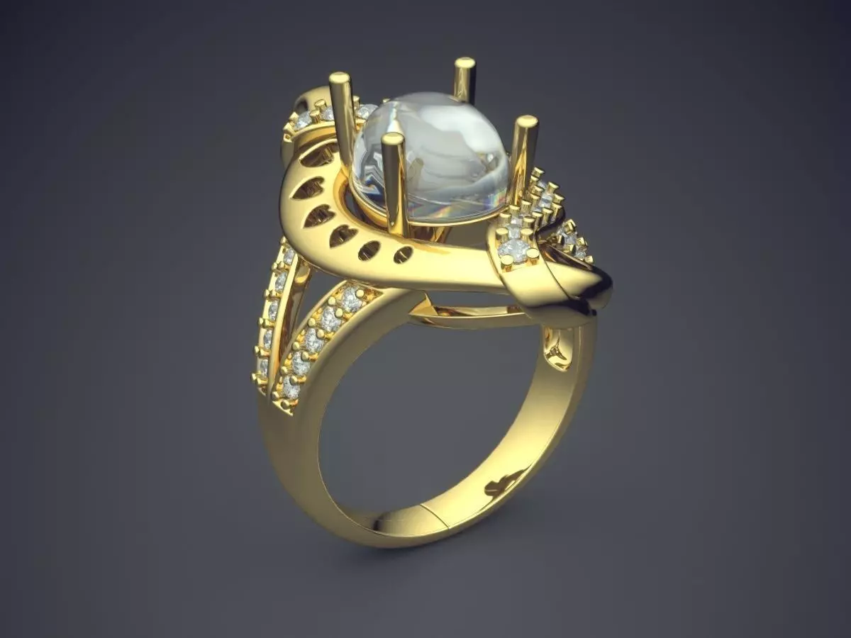 Luxurious Unique Extravagant Fancy Engagement Ring With Diamonds 3D print model_0