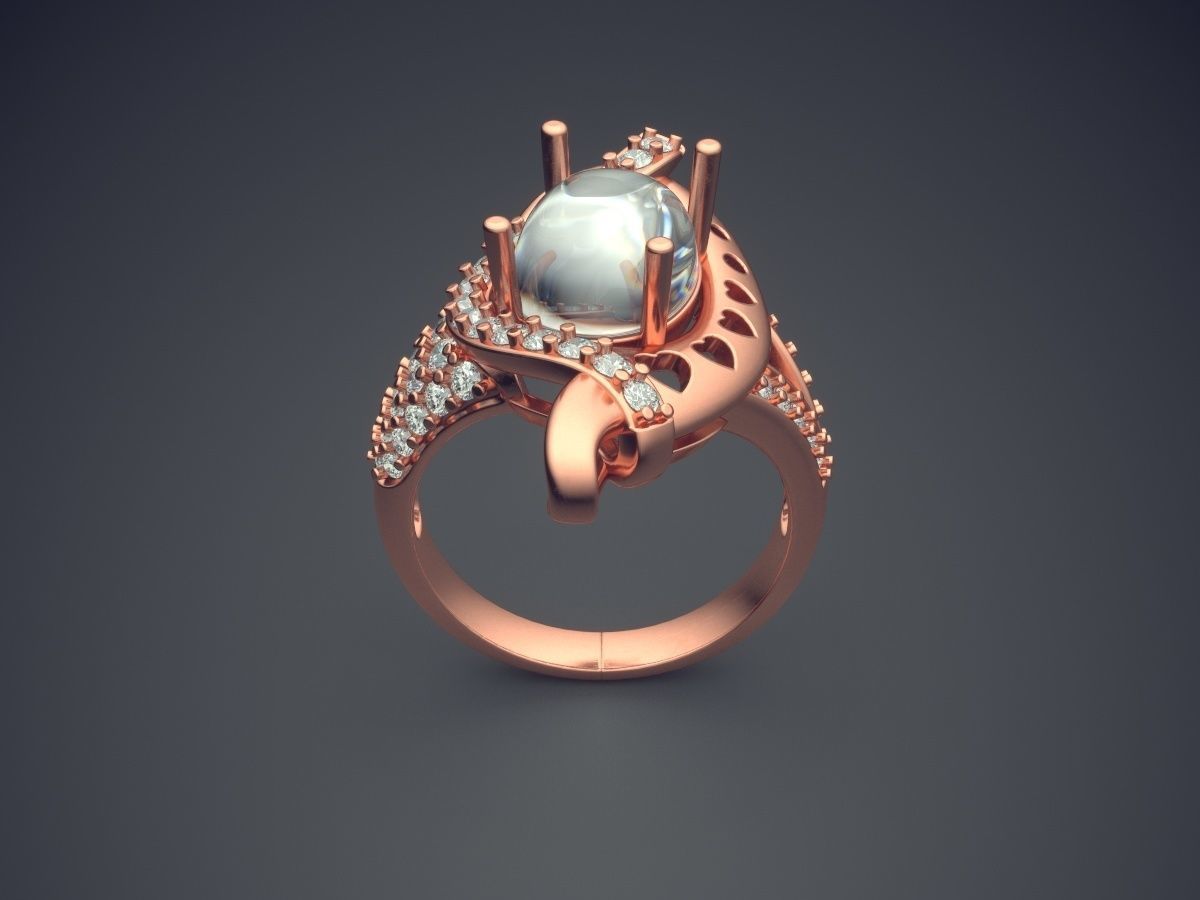 Luxurious Unique Extravagant Fancy Engagement Ring With Diamonds 3D print model_2