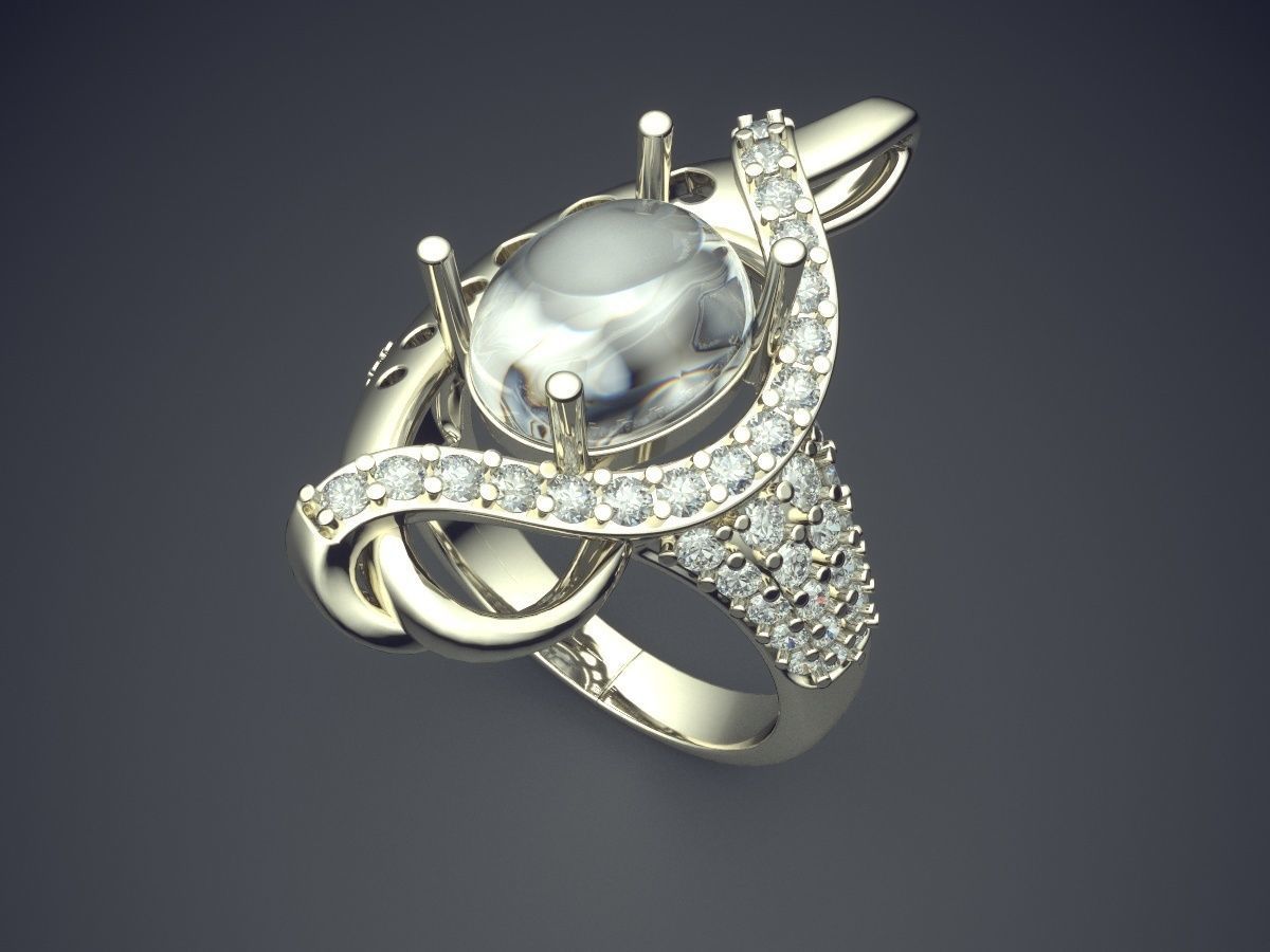 Luxurious Unique Extravagant Fancy Engagement Ring With Diamonds 3D print model_1