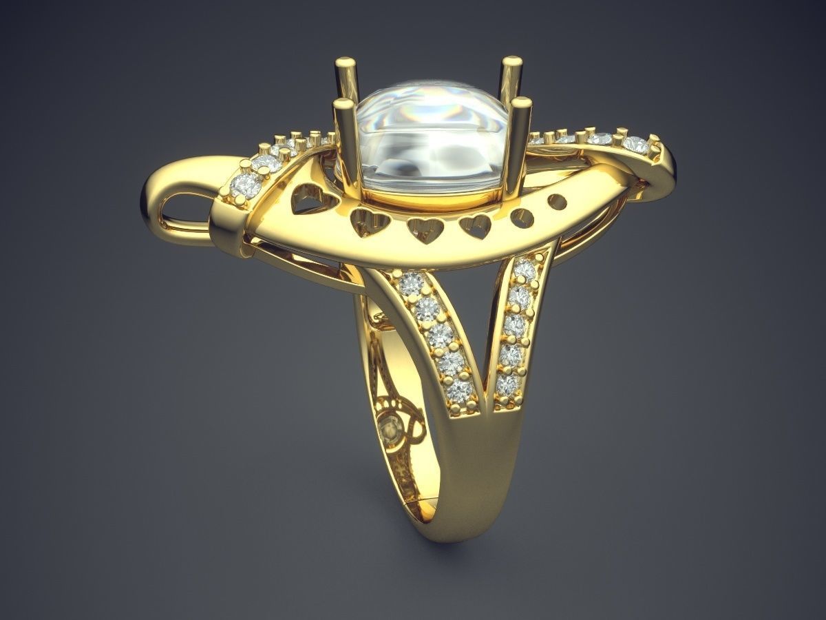 Luxurious Unique Extravagant Fancy Engagement Ring With Diamonds 3D print model_3