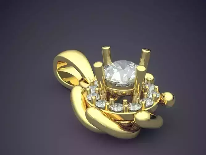 Impressive Classic Minimal Golden Pendant Ring With Diamonds