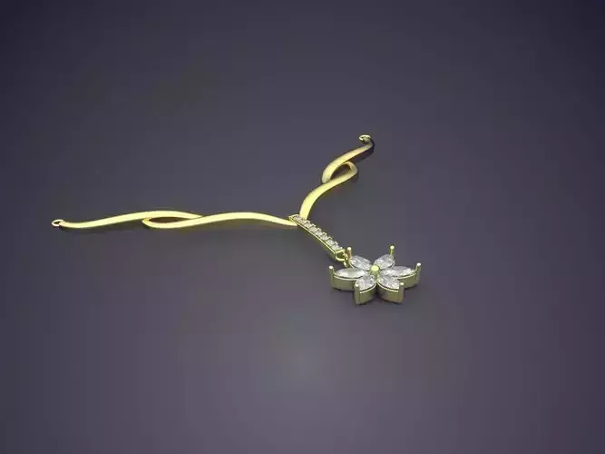 Beautiful Girly Necklace With Flower and Diamonds