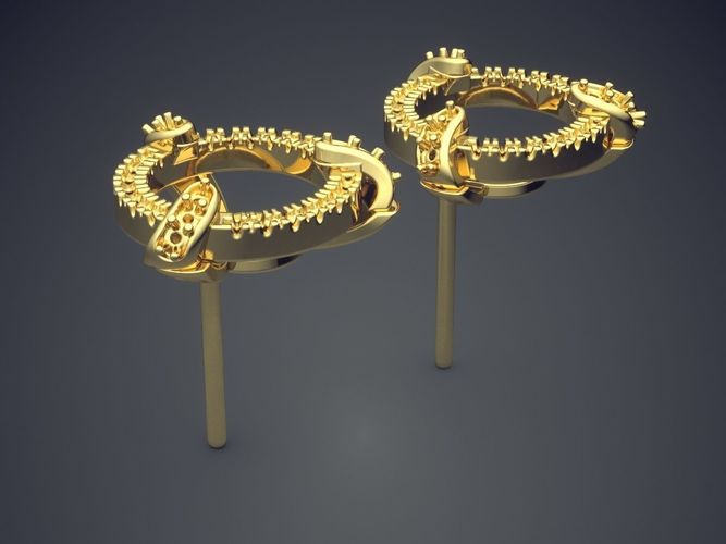 Dainty Detailed Every-day Earrings with Small Diamonds 3D print model
