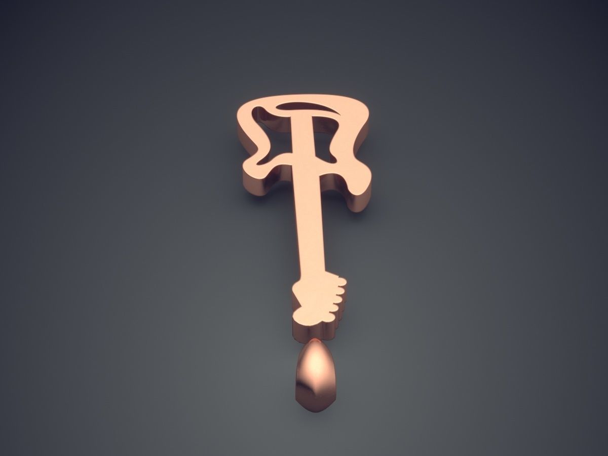 Cute Simple Minimal Unisex Guitar-Shaped Pendant  3D print model_2