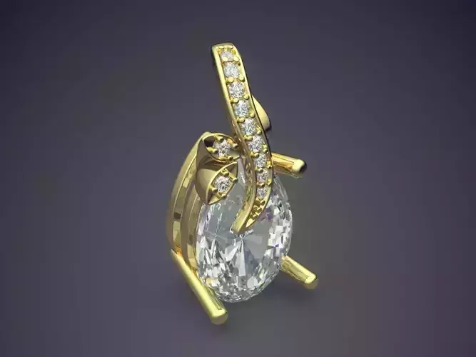 Fancy Futuristic Design Pendant with Details and Diamonds