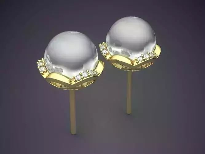 Impressive Classic Minimal Earrings With Pearls 3D print model