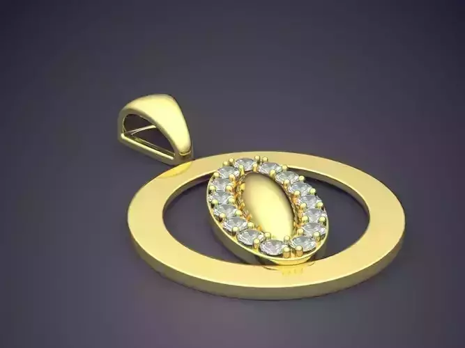 Simple Classic Golden Pendant with Diamonds