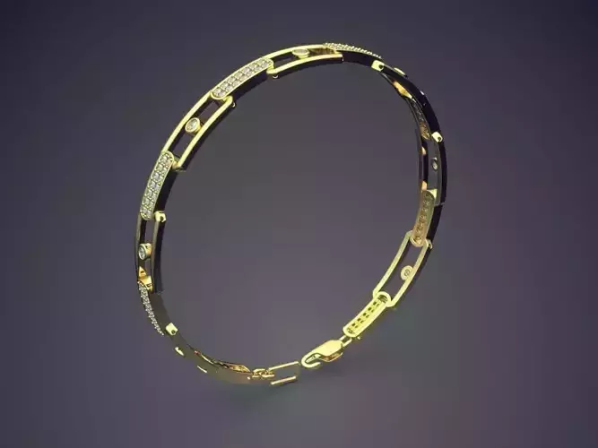Elegant Luxurious Dainty Golden Bracelet with Cuts and Diamonds