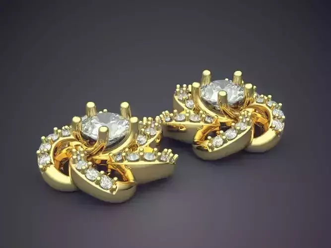 Fancy Extravagant Flower-Shaped Earrings With Diamonds