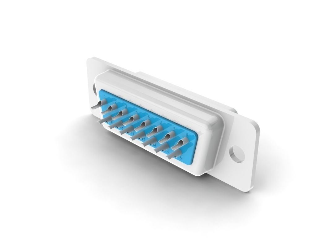 DB15 connector Free 3D model_1