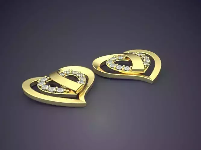 Unique Cute Heart-Shaped Earrings With Diamonds