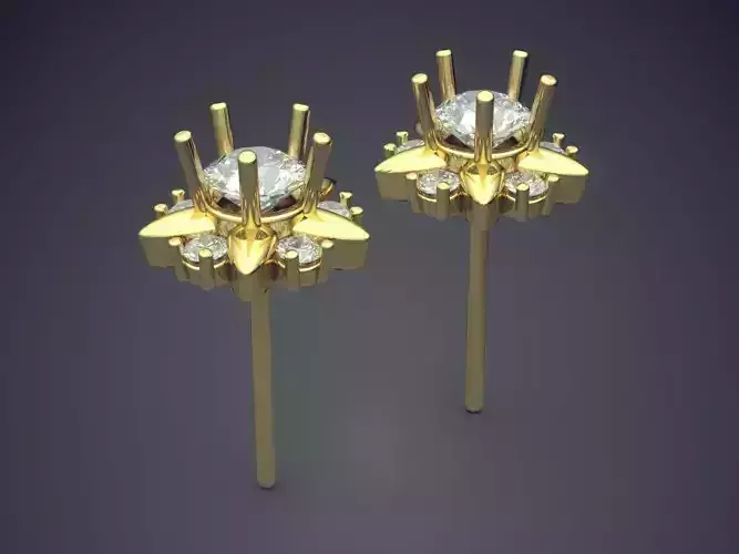 Fancy Extravagant Flower-Shaped Earrings With Diamonds