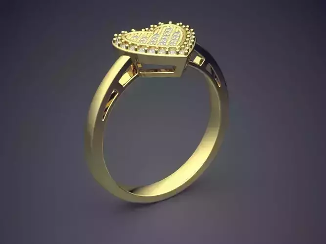 Fancy Cute Heart-Shaped Engagement Ring With Diamonds