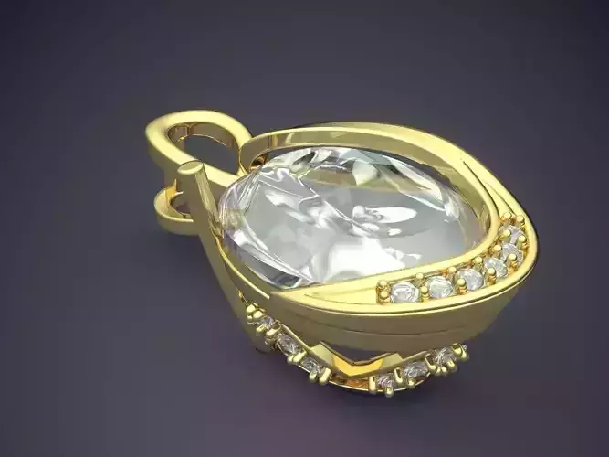 Luxurious Detailed Golden Pendant with Diamonds
