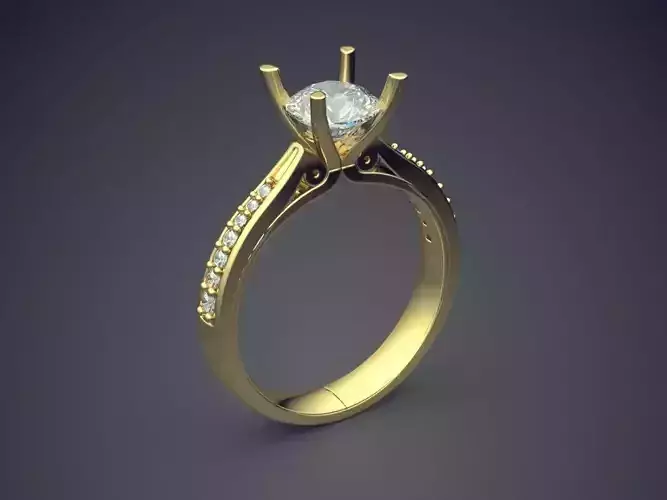 Simple Minimalistic Engagement Ring with Small Diamonds