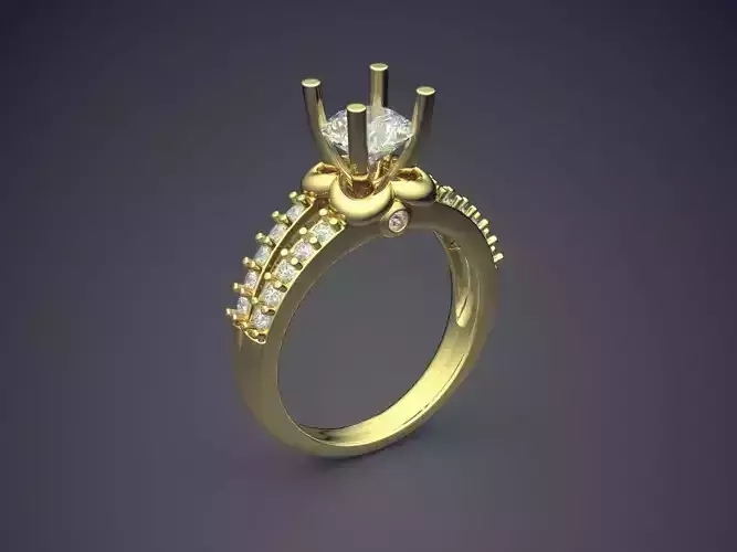 Impressive Dainty Golden Engagement Ring with Diamonds
