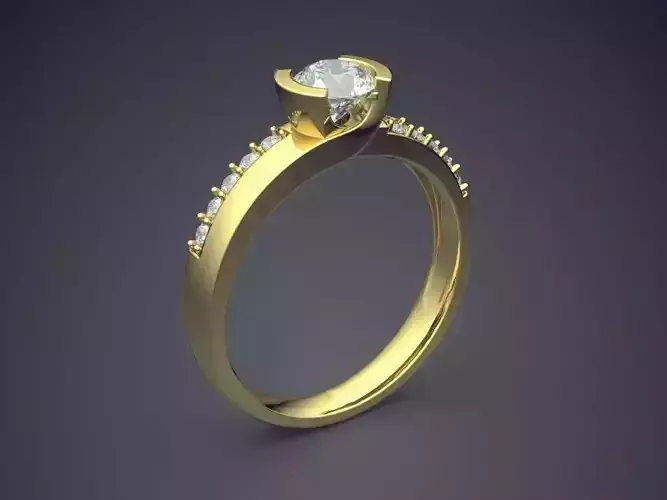 Classic Engagement Ring with Small Diamonds on the Rim
