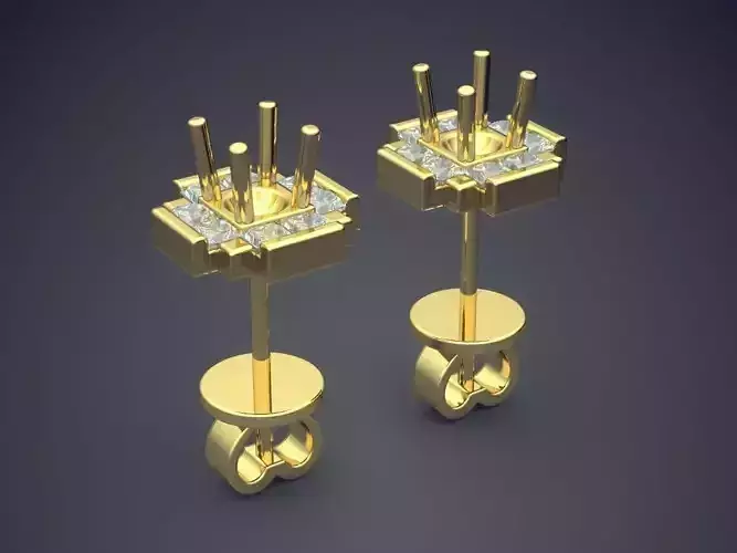 Luxurious Simple Golden Earrings with Diamonds