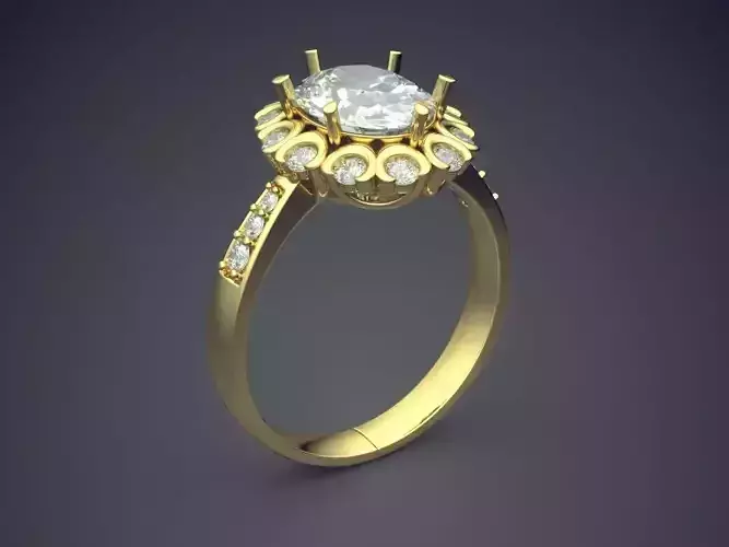 Luxurious Elite Golden Engagement Ring with Huge Diamond