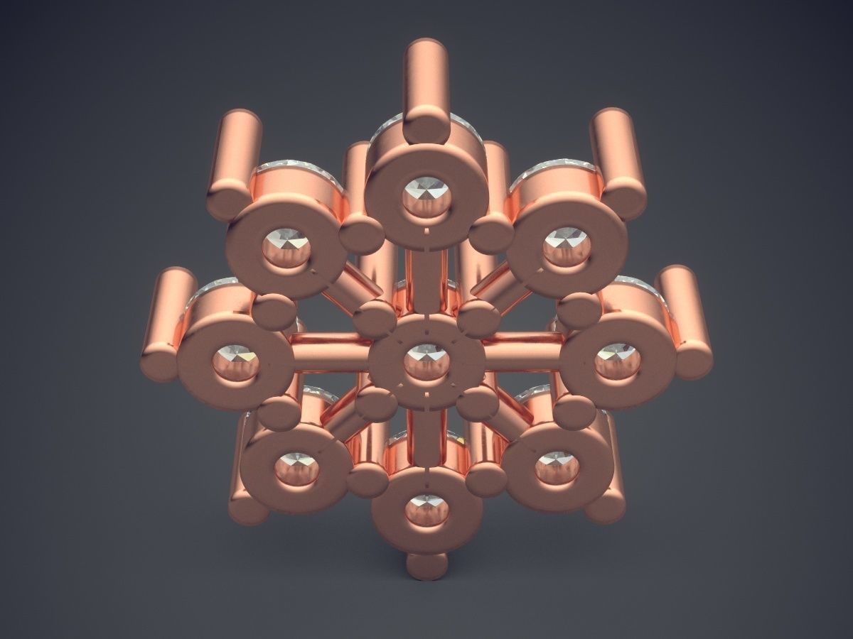 Extravagant Extremely Detailed Flower-like Pendant With Diamonds 3D print model_2