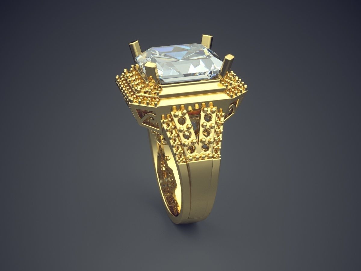 Extravagant Thick Diamond-Ring for Men 3D print model_3