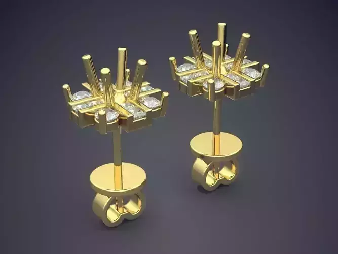 Unique Flower-Shaped Earrings with Diamonds