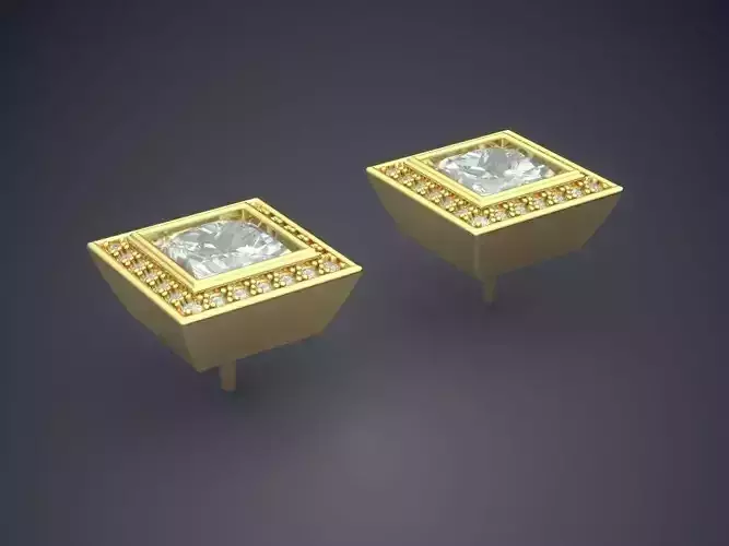 Impressive Classic Minimal Square Earrings With Diamonds