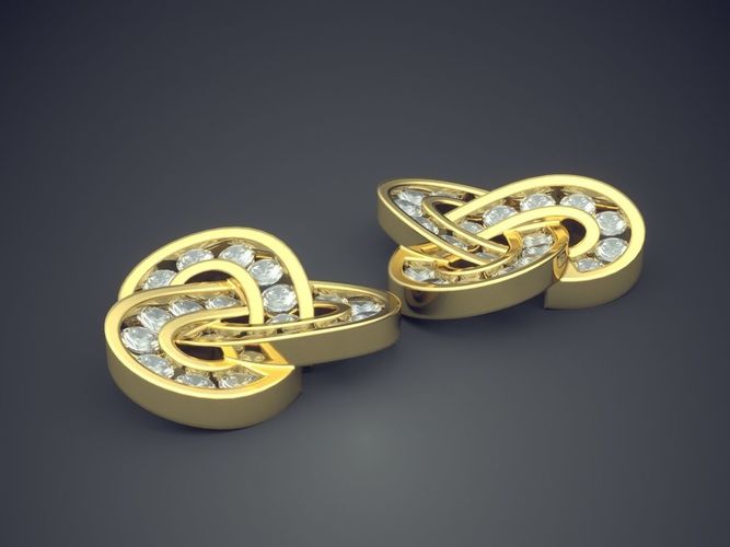 Minimalistic Every-day Knot-like Earrings with Diamonds 3D print model
