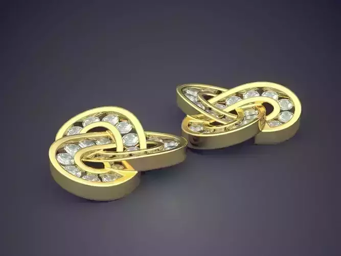 Minimalistic Every-day Knot-like Earrings with Diamonds