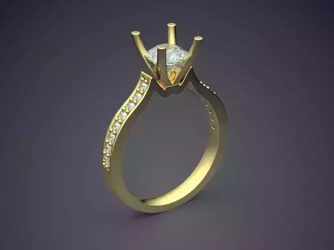Simple Minimalistic Lovely Engagement Ring with Small Diamonds