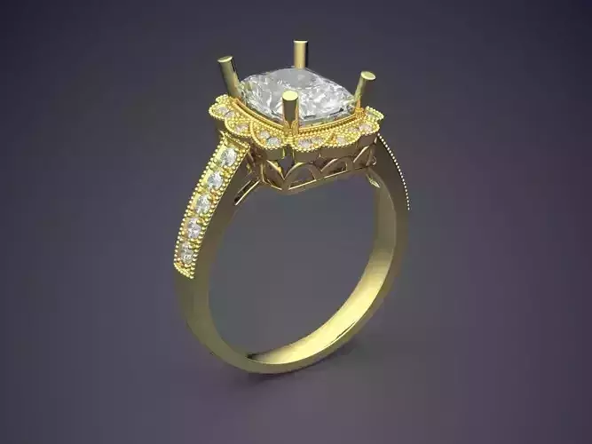 Impressive Classic Golden Engagement Ring With Big Diamond
