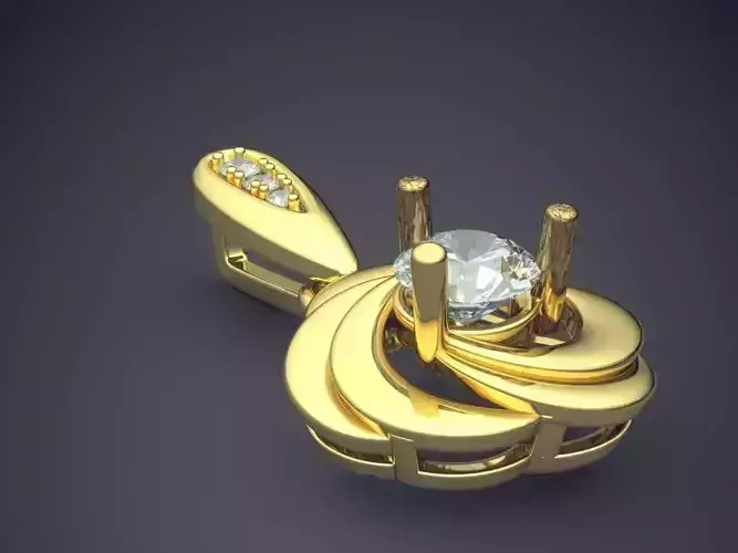 Luxurious Detailed Rose Shape Pendant with Diamonds