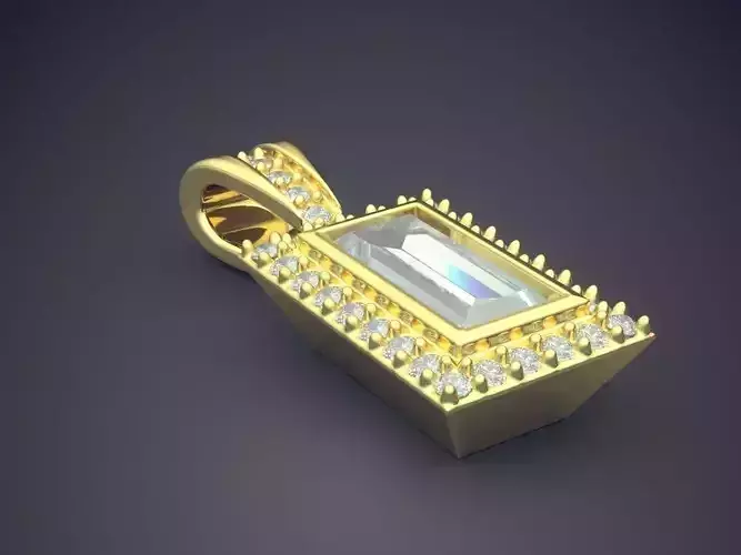 Luxurious Detailed Rectangle-Shaped Diamond-Pendant