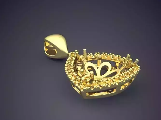 Classic Minimal Vintage Feminine Pendant With Diamonds