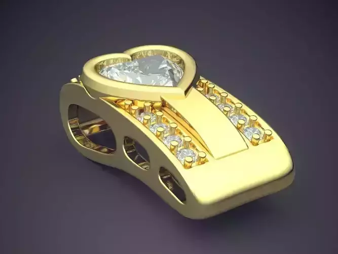 Cute Simple Minimal Heart Pendant With Diamonds