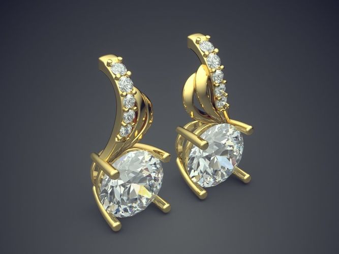 Fancy Simple Earrings with Diamond Detailing 3D print model