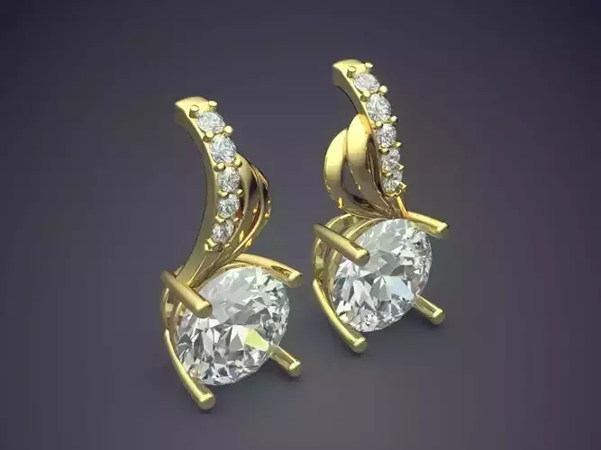 Fancy Simple Earrings with Diamond Detailing