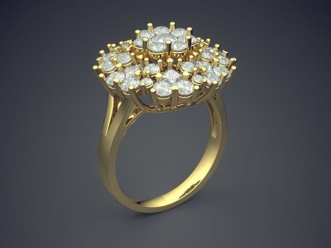 Extremely Glamorous Gorgeous Diamond Ring with Flowers 3D print model