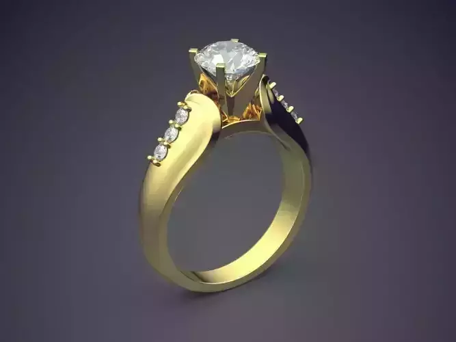 Simple Minimalistic Lovely Engagement Ring with Small Diamonds