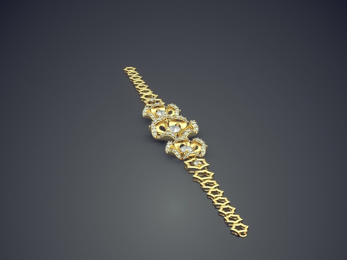 Gorgeous Impressive Classic Minimal Bracelet with Diamonds 3D print model_3