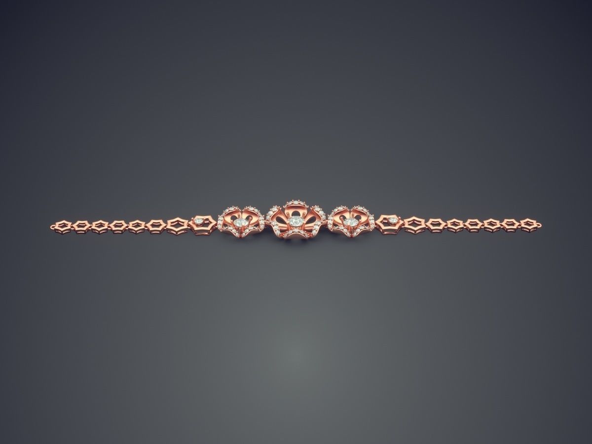 Gorgeous Impressive Classic Minimal Bracelet with Diamonds 3D print model_2