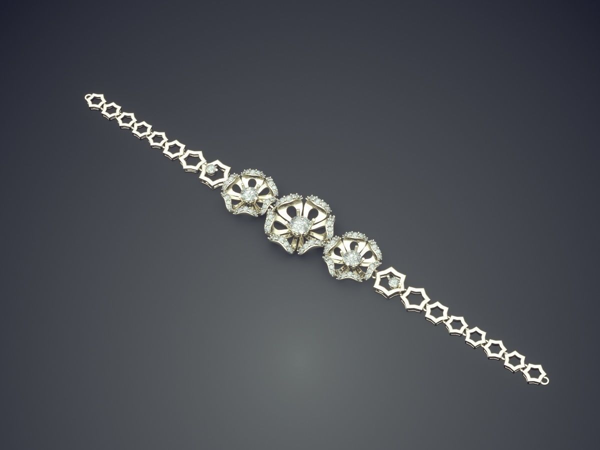 Gorgeous Impressive Classic Minimal Bracelet with Diamonds 3D print model_1